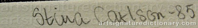 Authentic signature by Stina CARLSON on  artwork