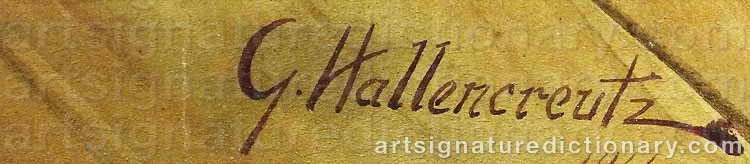 Authentic signature by Gösta HALLENCREUTZ on  artwork