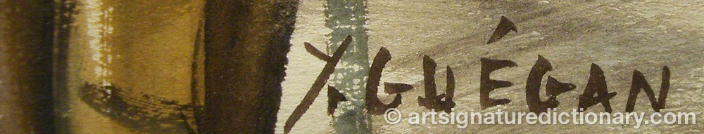 Authentic signature by Yvonne GUÉGAN on  artwork