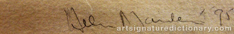 Authentic signature by Helen MARDEN on  artwork