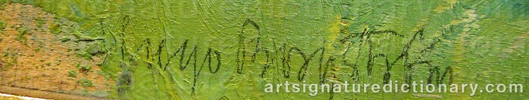 Authentic signature by Hugo BORGSTRÖM on artwork