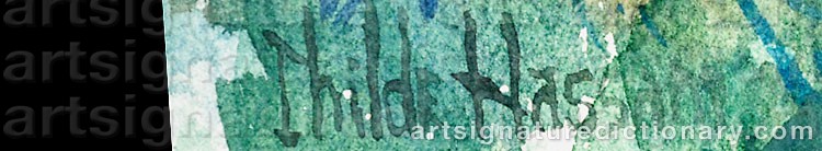 Authentic signature by Childe HASSAM on Painting/Watercolour artwork