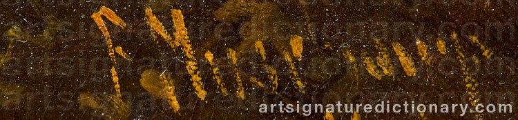 Authentic signature by Francis Sydney MUSCHAMP on  artwork