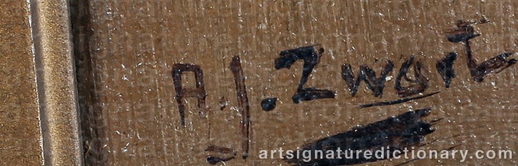 Authentic signature by Adrianus Johannes ‘Arie’ ZWART on Painting/Watercolour artwork