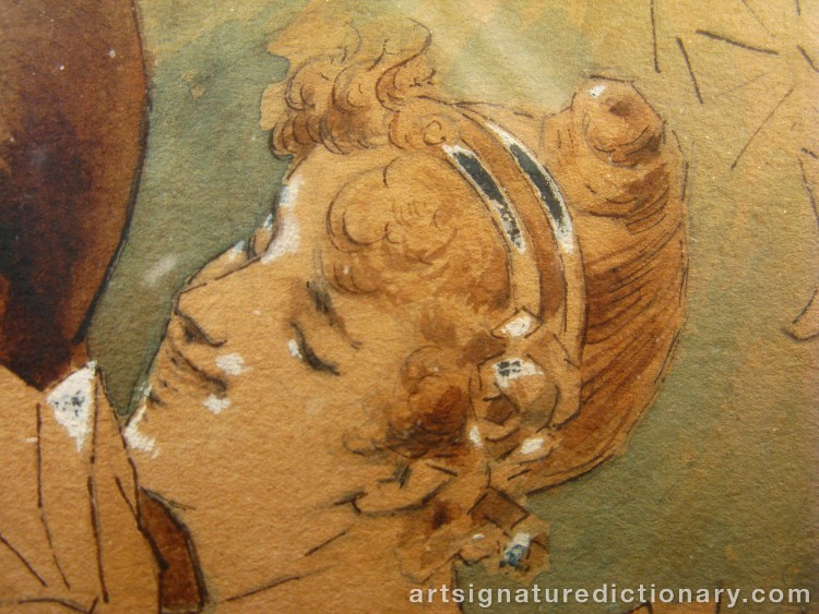 Close-up details showing Jules CHERET signature forgery characteristics