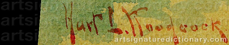 Authentic signature by Hartwell Leon WOODCOCK on  artwork