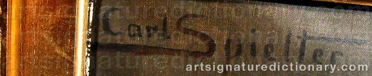 Authentic signature by Carl Johann SPIELTER on artwork