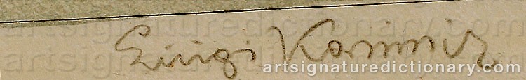 Authentic signature by Luigi KASIMIR on Drawing/Graphic/Print artwork