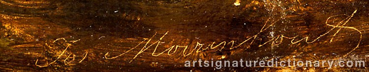 Authentic signature by Jozef Jodocus MOERENHOUT on  artwork