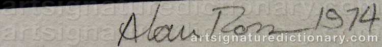 Authentic signature by Alan ROSS on  artwork