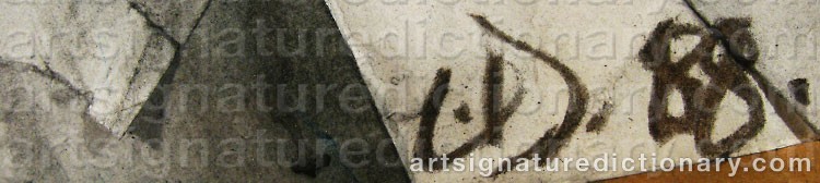 Authentic signature by Liv DUE on  artwork