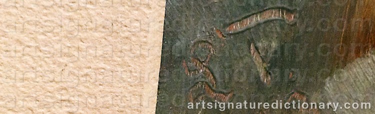 Authentic signature by Laurits TUXEN on  artwork