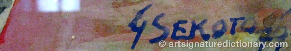 Authentic signature by Gerard SEKOTO on  artwork