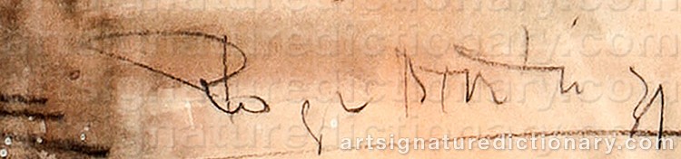 Authentic signature by Roger BERTIN on  artwork