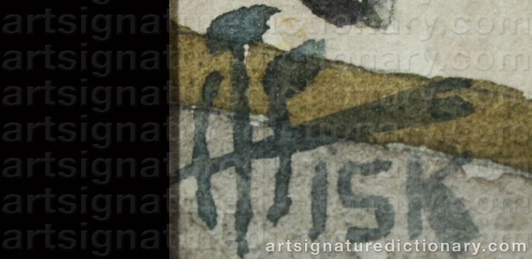 Authentic signature by Harry T. FISK on  artwork