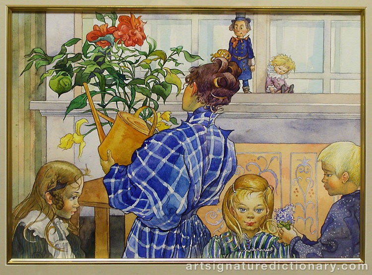 Close-up details showing Carl LARSSON signature forgery characteristics