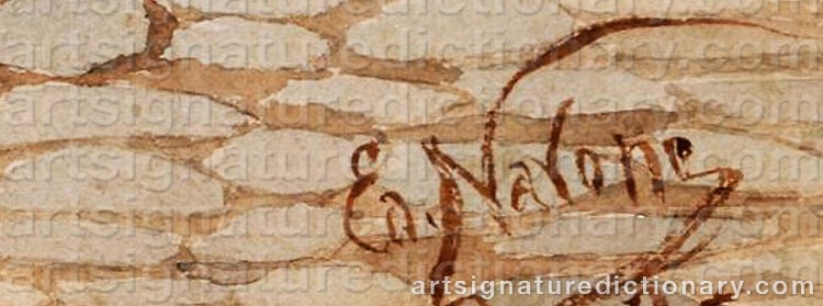 Authentic signature by Edoardo NAVONE on  artwork
