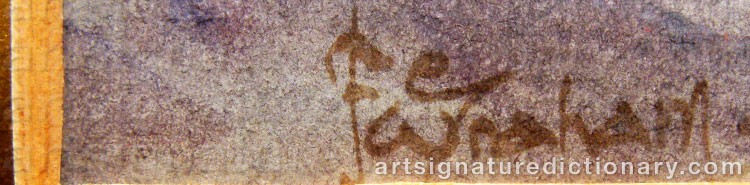 Authentic signature by F. W. GRAHAM on  artwork