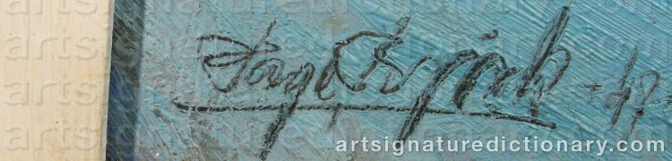 Authentic signature by Tage BJÖRK on Painting/Watercolour artwork