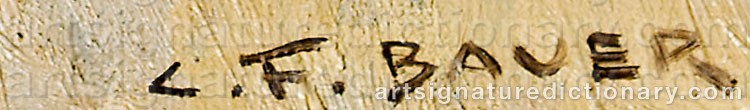 Authentic signature by Carl Franz BAUER on  artwork
