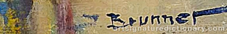 Authentic signature by Josef BRUNNER on Painting/Watercolour artwork