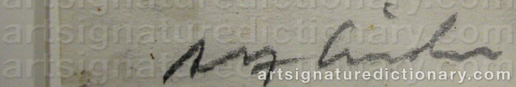 Authentic signature by Alf LINDER on artwork
