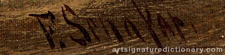 Authentic signature by Frederick Ferdinand SCHAFER on  artwork