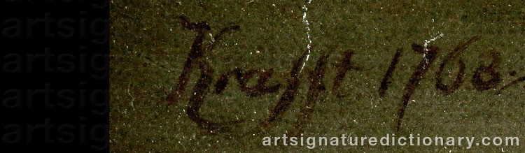 Authentic signature by Per The Elder KRAFFT on  artwork