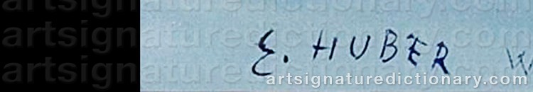 Authentic signature by Ernst HUBER on artwork