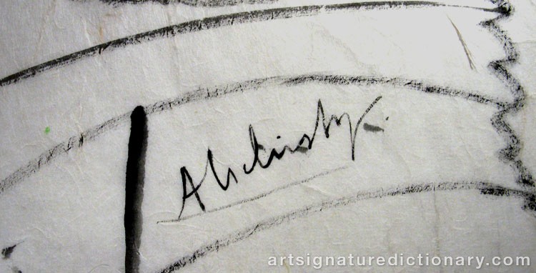 Close-up details showing Pierre ALECHINSKY signature forgery characteristics