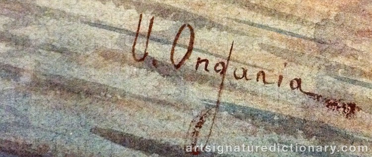 Authentic signature by Umberto ONGANIA on  artwork