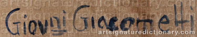 Authentic signature by Giovanni GIACOMETTI on  artwork