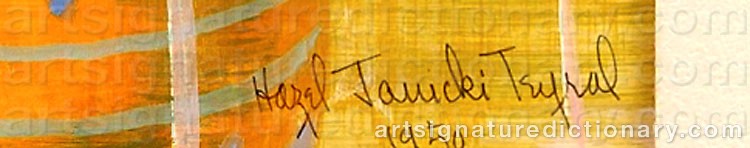 Authentic signature by Hazel JANICKI on artwork