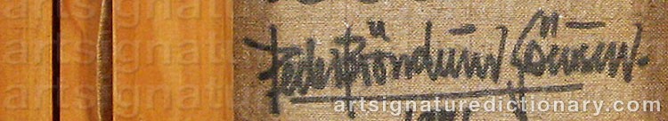 Authentic signature by Peder BRØNDUM SØRENSEN on  artwork