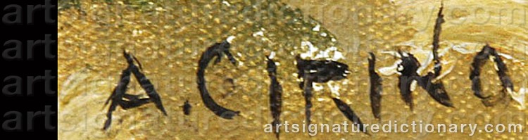 Authentic signature by Antonio CIRINO on Painting/Watercolour artwork