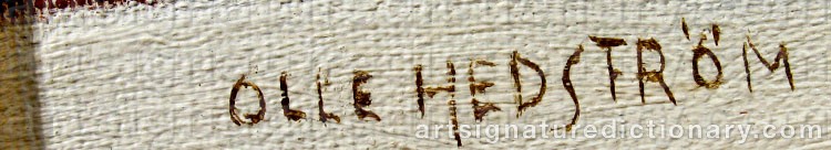Authentic signature by Olle HEDSTRÖM on  artwork