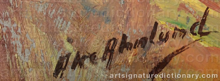 Authentic signature by Åke AHNLUND on  artwork