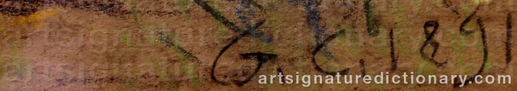 Authentic signature by Sir George CLAUSEN on artwork