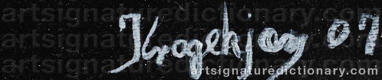 Authentic signature by Johnny KRAGEKJAER on  artwork