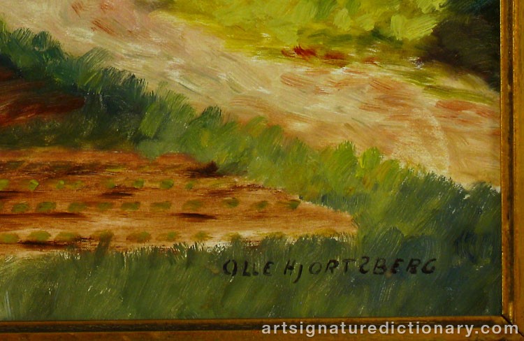 Close-up details showing Olle HJORTZBERG signature forgery characteristics