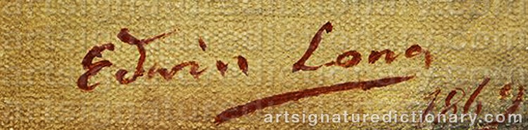 Authentic signature by Edwin Longsden LONG on Painting/Watercolour artwork