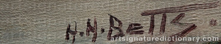 Authentic signature by Harold Harington BETTS on artwork