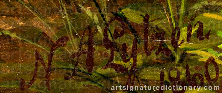 Authentic signature by Niels Agaard LYTZEN on Painting/Watercolour artwork
