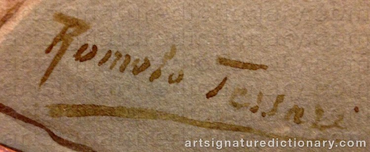 Authentic signature by Romolo TESSARI on Painting/Watercolour artwork