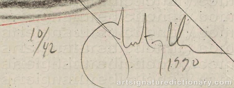 Authentic signature by John NEWMAN on Drawing/Graphic/Print artwork