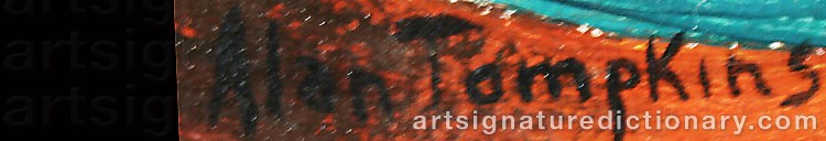 Authentic signature by Alan TOMPKINS on  artwork