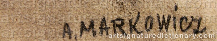 Authentic signature by Artur MARKOWICZ on  artwork