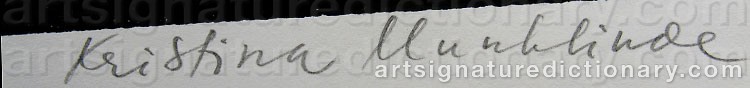 Authentic signature by Kristina MUNKLINDE on  artwork