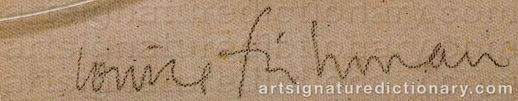 Authentic signature by Louise FISHMAN on  artwork