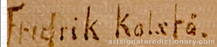 Authentic signature by Fredrik KOLSTØ on  artwork